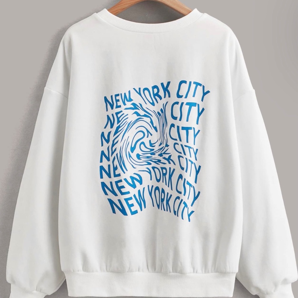 SHEIN Letter Print Drop Shoulder Sweatshirt